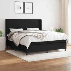 vidaXL Κρεβάτι Boxspring με Στρώμα Μαύρο 180x200 εκ. Υφασμάτινο