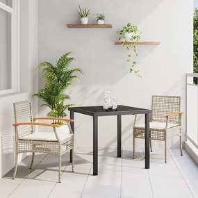vidaXL Σετ Τραπεζαρίας 3 Τεμαχίων Για Τον Κήπο, Με Μαξιλάρια Μπεζ Πολυ Ράτταν.