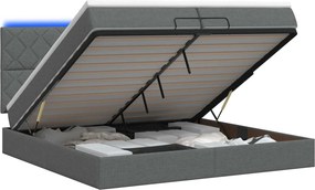 vidaXL Κρεβάτι Ottoman με Στρώμα και LED Σκούρο Γκρι 200 x 200 cm