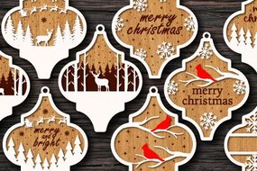 Σετ των 3 Intra απο ξύλο plywood 3mm-4mm πάχος Χριστουγεννιάτικο αραβικό στολίδι με λέιζερ Δίασταση 8x8 cm INTRAFABR-76757125