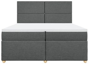 Κρεβάτι Boxspring με Στρώμα Σκούρο Γκρι 200x200 εκ. Υφασμάτινο - Γκρι