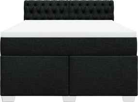 vidaXL Κρεβάτι Boxspring με Στρώμα Μαύρο 140x200 εκ. Υφασμάτινο