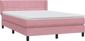 vidaXL Κρεβάτι Boxspring με Στρώμα Ροζ 160x210 εκ. Βελούδινο