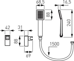Ferro Sinus Black U170B-B - Σετ σπιράλ, τηλέφωνο και στήριγμα