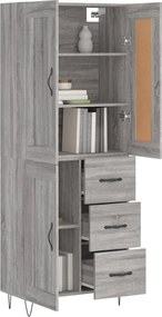 vidaXL Ντουλάπι Γκρι Sonoma 69,5 x 34 x 180 εκ. Επεξεργασμένο Ξύλο