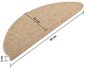 Πατάκια Σκάλας Αυτοκόλλητα 15 τεμ Όψη Σιζάλ Χρώμα Άμμου 65x21x4 - Μπεζ
