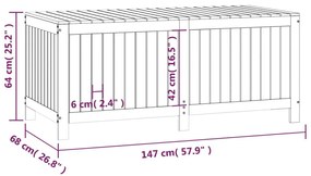 Κουτί Αποθήκευσης Κήπου Γκρι 147x68x64 εκ από Μασίφ Ξύλο Πεύκου - Γκρι