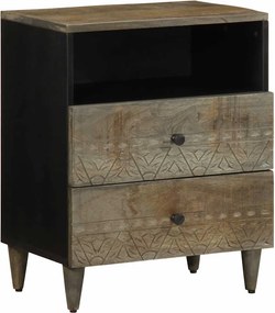 vidaXL κομοδίνο ντουλάπι ανοιχτό γκρι 50x33x60 cm μασίφ ξύλο Mango