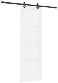 vidaXL Συρόμενη Πόρτα  με Σετ Εξαρτημάτων Λευκή 78x232 εκ. Συμπαγές Ξύλο Πεύκο