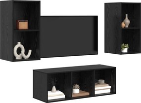 vidaXL Σετ επίπλου τηλεόρασης 3 pcs Μαύρη Οξυά Επεξεργασμένο ξύλο