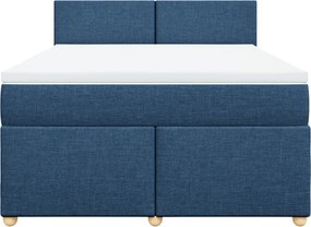 vidaXL Κρεβάτι Boxspring με Στρώμα Μπλε 140x200 εκ. Υφασμάτινο