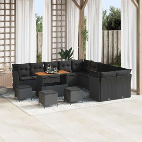 vidaXL Σετ Καναπέ Κήπου 14 pcs Μαύρο συνθετικό ρατάν
