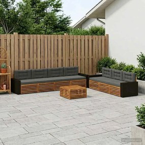 vidaXL Σειρά Καναπέ Εξωτερικού 8 pcs Φυσικό και Ανθρακί