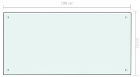 vidaXL Πλάτη Κουζίνας Λευκή 100 x 50 εκ. από Ψημένο Γυαλί