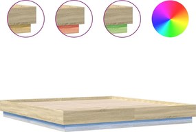 vidaXL Πλαίσιο Κρεβατιού με LED Sonoma Δρυς 200x200 εκ.