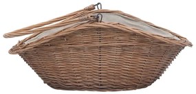 286988 Firewood Basket with Handle 60x44x55 cm Natural Willow - Καφέ