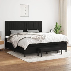 vidaXL Κρεβάτι Boxspring με Στρώμα Μαύρο 200x200 εκ. Υφασμάτινο