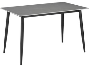 Dining table Gustas grey marble sintered stone-black metal 160x90x75cm 160x80x75 εκ.