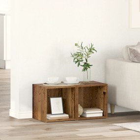 vidaXL Ντουλάπι TV 2 pcs Καφέ 37 x 35 x 37 εκ Επεξεργασμένο ξύλο