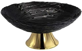 Διακοσμητικό Μπωλ Με Πόδι 374-224-256 26x26x10cm Black-Gold Γυαλί
