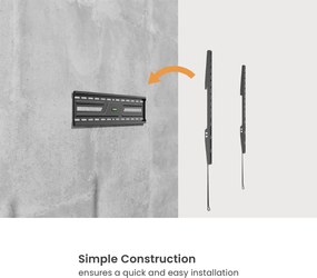 POWERTECH επιτοίχια βάση τηλεόρασης PT-1371, 37-86", έως 75kg, fixed