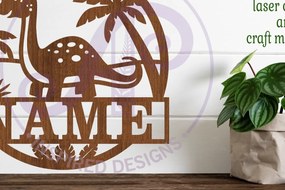 Σετ των 2 Intra απο ξύλο plywood 3mm-4mm πάχος - Σήμα ονόματος Dino Brontosaurus Laser Δίασταση 30x20 cm INTRAFABR-99668782