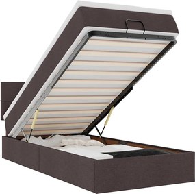 vidaXL Οθωμανικό κρεβάτι με στρώμα σκούρο καφέ 100x200cm ύφασμα