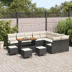 vidaXL Σετ Καναπέ Κήπου 13 pcs Μαύρο, Κρέμα 110 x 55 x 71 εκ