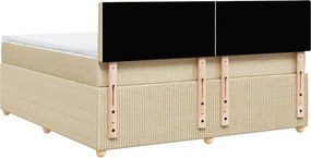 vidaXL Κρεβάτι Boxspring με Στρώμα Κρεμ 180x200 εκ. Υφασμάτινο