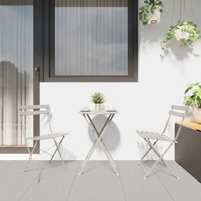vidaXL Σετ Πτυσσόμενου Bistro 3 Τεμαχίων Μπεζ Χάλυβας