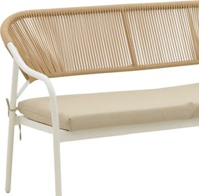 Σαλόνι Bonanza pakoworld σετ 4τμχ rattan μπεζ-αλουμίνιο λευκό