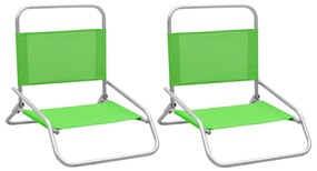Καρέκλες Παραλίας Πτυσσόμενες 2 τεμ. Πράσινες Υφασμάτινες