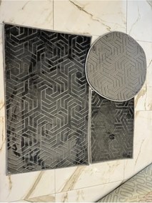 Stewehome Σετ 3 τεμαχίων χαλιών μπάνιου με αντιολισθητική βάση ανθρακί 100x100x12 cm