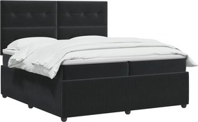vidaXL Κρεβάτι box spring με στρώμα Μαύρο 200 x 200 cm Βελούδο