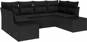 vidaXL Σετ Καναπέ Κήπου με αποθήκευση 6 pcs Μαύρο Πολυ ράταν