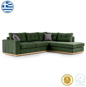 Γωνιακός καναπές αριστερή γωνία Boston pakoworld ύφασμα κυπαρισσί-ανθρακί 280x225x90εκ