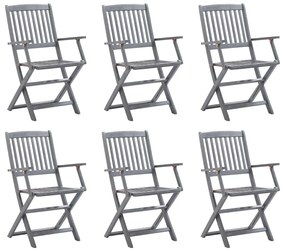 3065519 vidaXL Καρέκλες Εξωτ. Χώρου Πτυσσόμενες 6 τεμ. από Μασίφ Ξύλο Ακακίας Γκρι, 1 Τεμάχιο