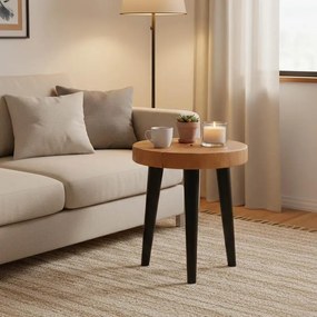 Βοηθητικό τραπέζι Labous suar ξύλο σε φυσική-μαύρη απόχρωση Φ35x45εκ 35x35x45 εκ.