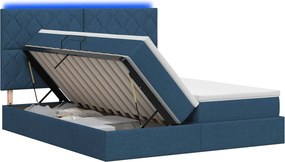 vidaXL LED Κρεβάτι αποθήκευσης με στρώμα Μπλε 180 x 200 cm Ύφασμα