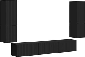 vidaXL Σετ επίπλου τηλεόρασης 4 pcs Μαύρο Επεξεργασμένο Ξύλο