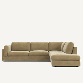 Γωνιακός καναπές με ανάκλινδρο από βελούδο stonewashed, Cesar