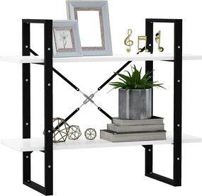 vidaXL Βιβλιοθήκη με 2 Ράφια Λευκή 80 x 30 x 70 εκ. από Επεξ. Ξύλο