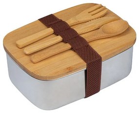 Lunch Box μεταλλικό eco με σετ μαχαιροπίρουνα 18x13x7,2εκ.