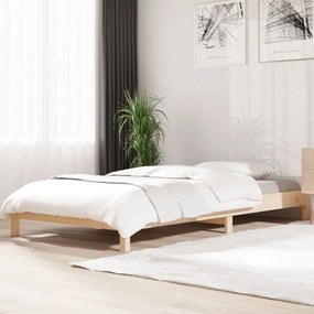 Κρεβάτι Στοιβαζόμενο 75x190 εκ. από Μασίφ Ξύλο Πεύκου - Καφέ