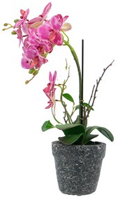 Artekko Orchid Τεχνητή Πλαστική Ροζ Ορχιδέα σε Γλάστρα (26x12x46)cm