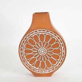 Βάζο Κεραμικό Terracotta-Λευκό 21,3x8,1x28,7εκ. ESTHETI 752-20227