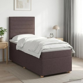 vidaXL Κρεβάτι box spring με στρώμα Σκούρο Καφέ 100 x 200 cm Ύφασμα