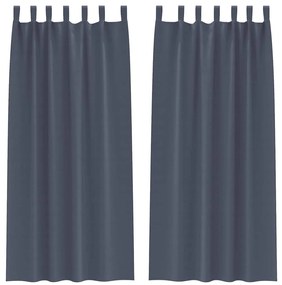 vidaXL Κουρτίνες με κουρτίνες 2 pcs Ανθρακί 245x140εκ. Πολυεστέρας