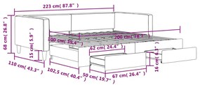 Καναπές Κρεβάτι Συρόμενος Κρεμ 100x200 εκ. Υφασμάτινος Συρτάρια - Κρεμ