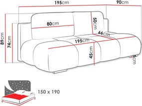 Καναπές - κρεβάτι Honey mini-Gkri Skouro